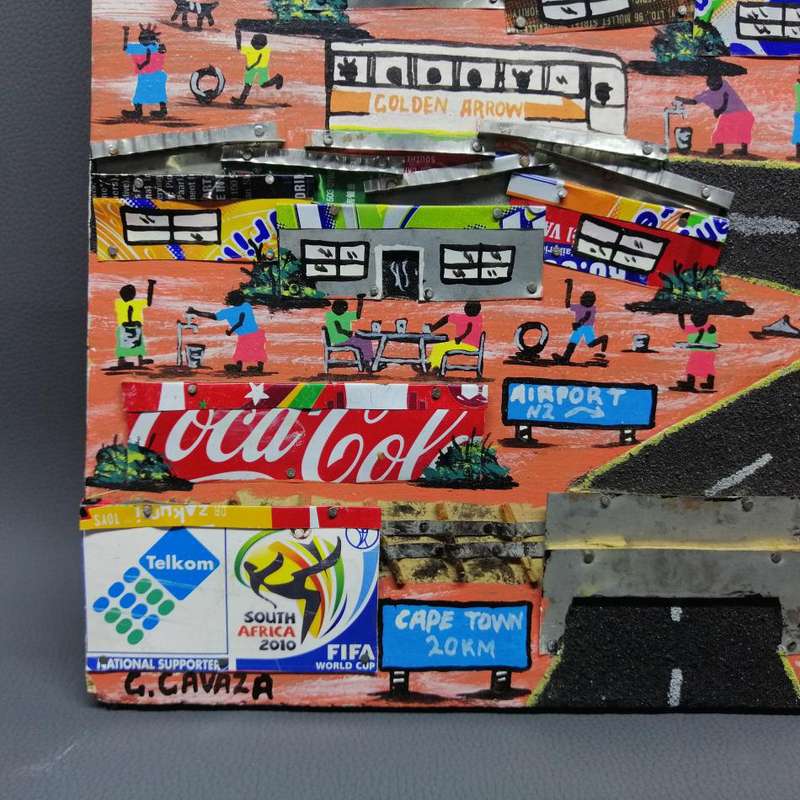 Original Mixed Media On Board Fifa 2010 Cape Town Soccer Artwork by G Gavaza!!!