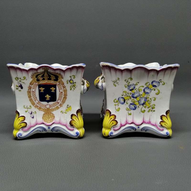 Two Highly Detailed Glazed Porcelain Footed Hand Painted Large Candle Holders!!!