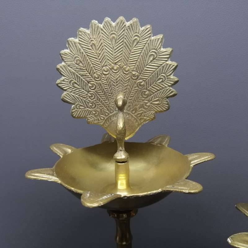 Two Vintage Cast Brass Peacock Inspired Floor Standing Ashtrays!!! Bid For Both!!!