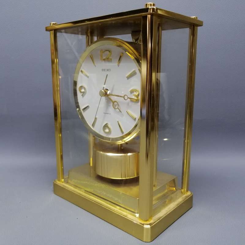 Fantastic!!! Large Original Seiko Japan Brass and Glass Mantle Clock!!! Working!!!