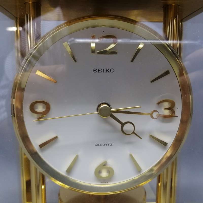 Fantastic!!! Large Original Seiko Japan Brass and Glass Mantle Clock!!! Working!!!