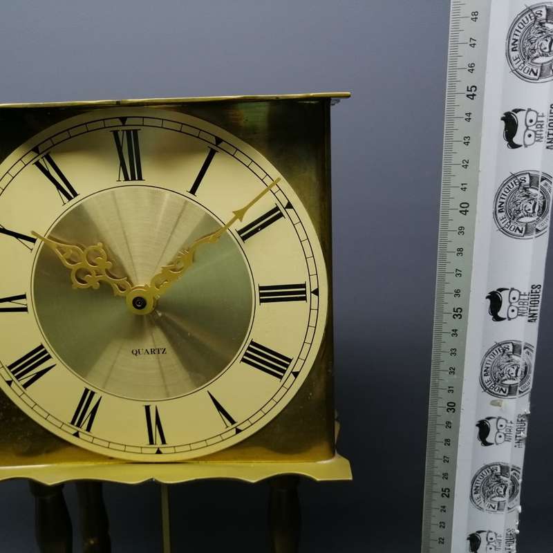 Exquisite!!! Large Super Heavy Solid Brass On Wood Plinth Mantel Clock!!! Working!!!