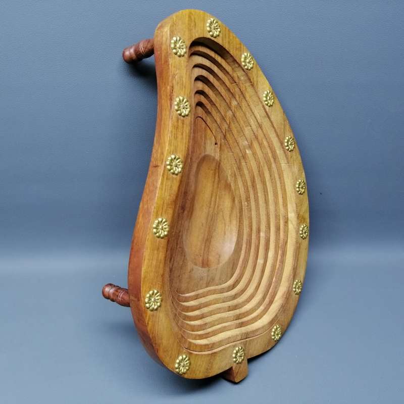 FANTASTIC!!! Handcrafted Footed Wood and Brass Pop Out Fruit Bowl!!!