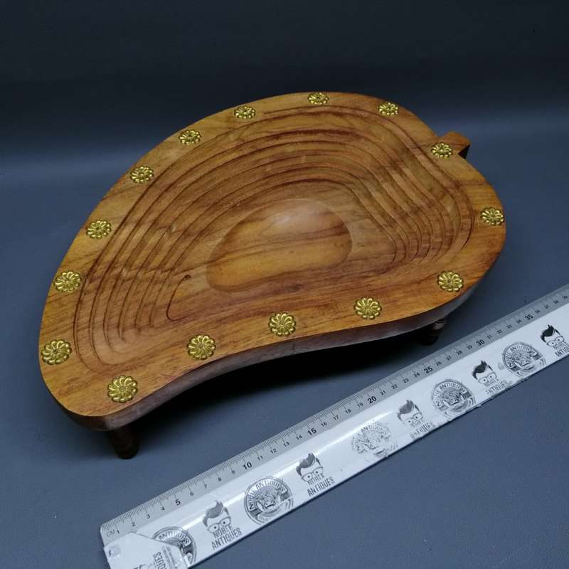 FANTASTIC!!! Handcrafted Footed Wood and Brass Pop Out Fruit Bowl!!!