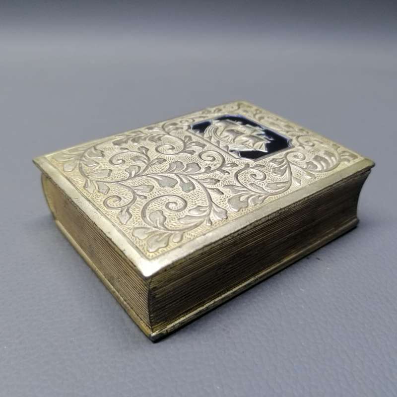 Antique Silverplate Book Shaped Maritime Themed Trinket Box !!!