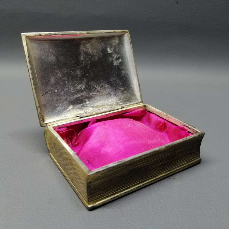 Antique Silverplate Book Shaped Maritime Themed Trinket Box !!!