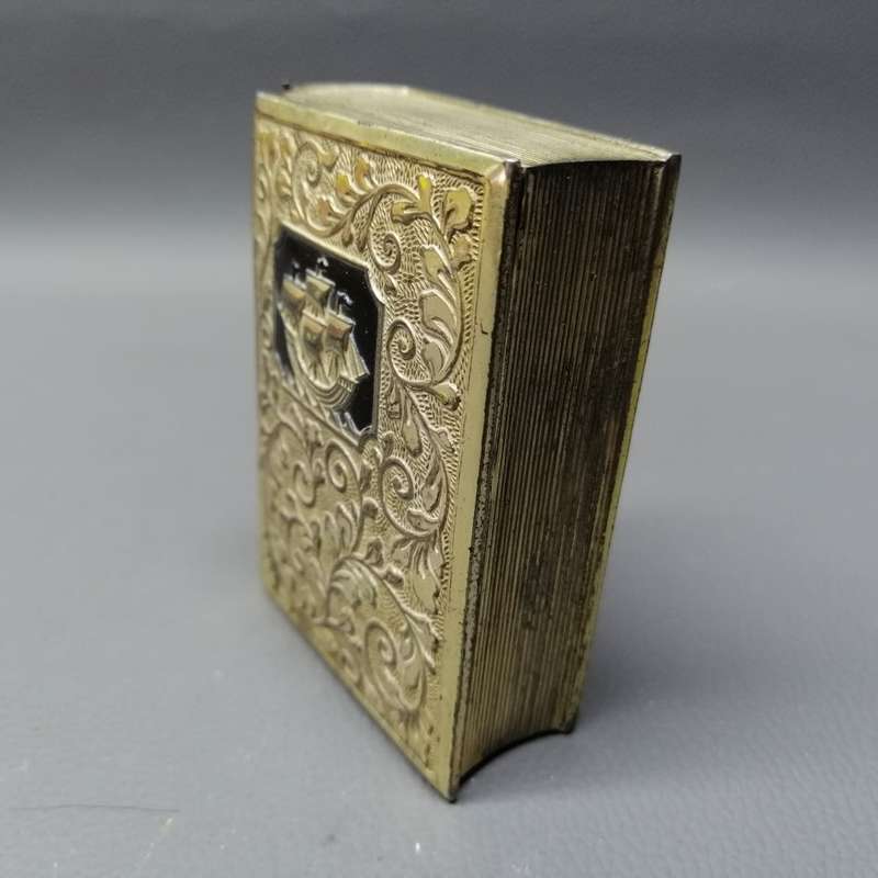 Antique Silverplate Book Shaped Maritime Themed Trinket Box !!!
