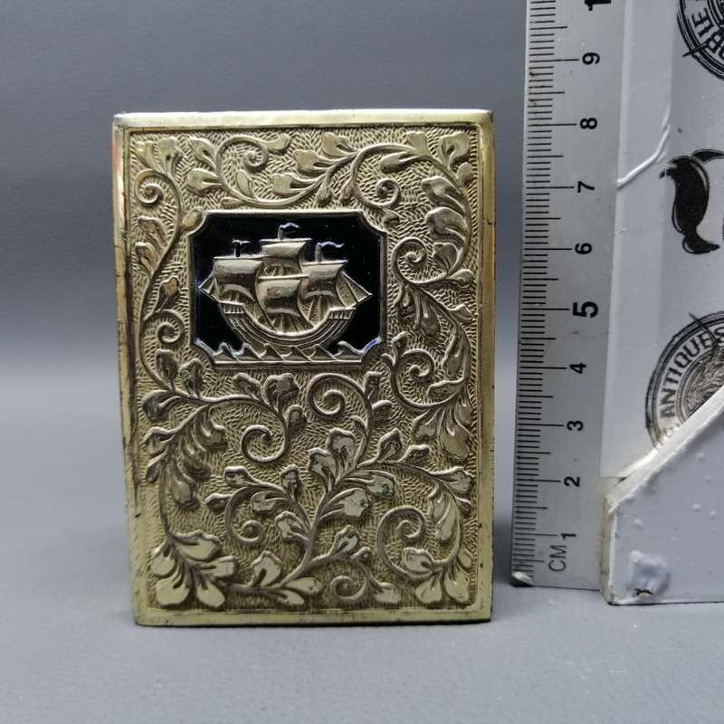 Antique Silverplate Book Shaped Maritime Themed Trinket Box !!!