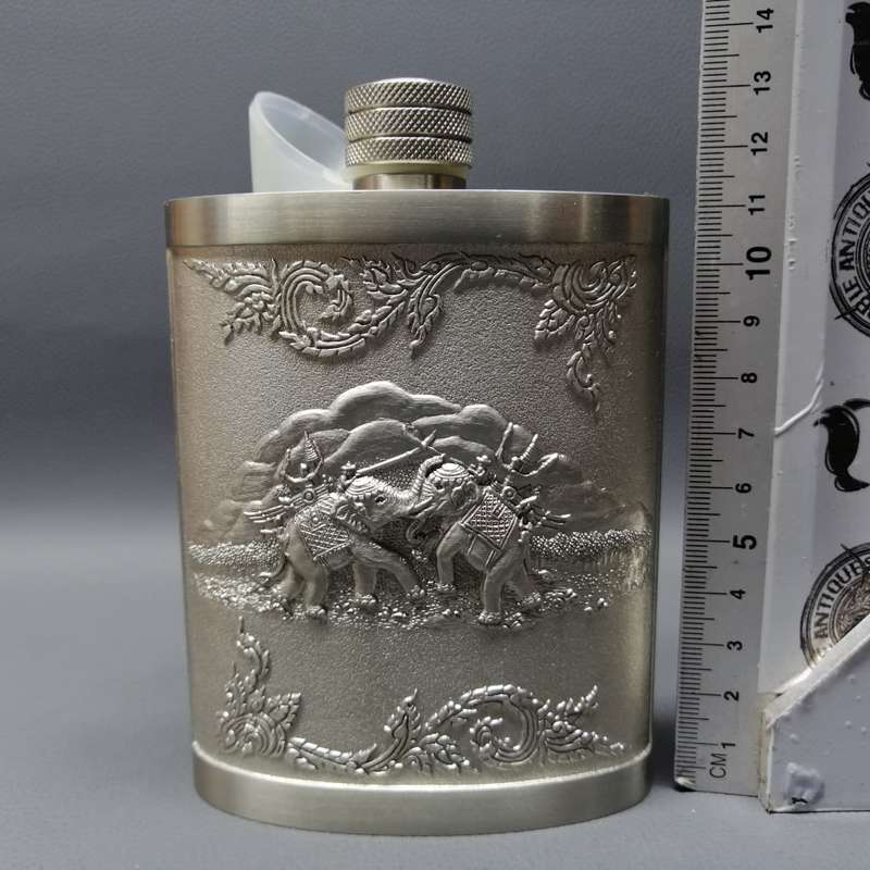Highly Detailed and Decorative High Quality Oriental Pewter Drinking Flask!!!