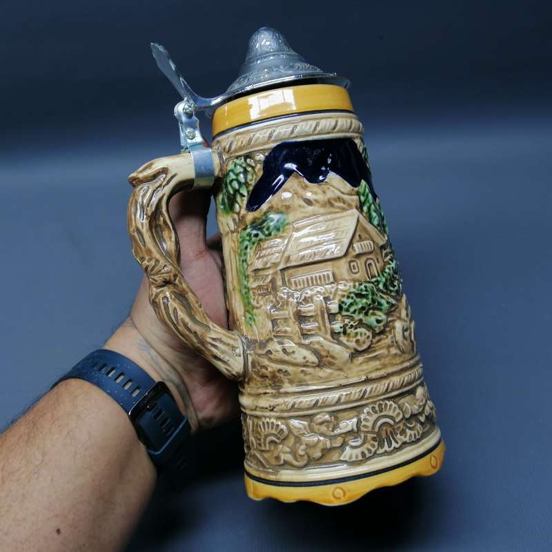 LARGE German Musical Porcelain Beer Stein!!! Working!!!