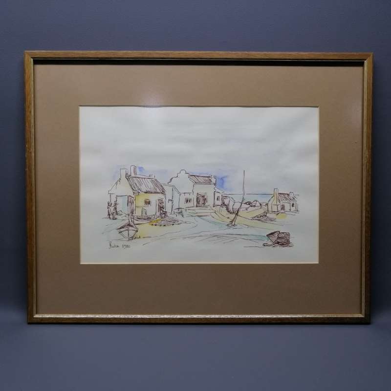 Framed and Signed 1980 Original Landscape Watercolor  (460mm x 360mm)