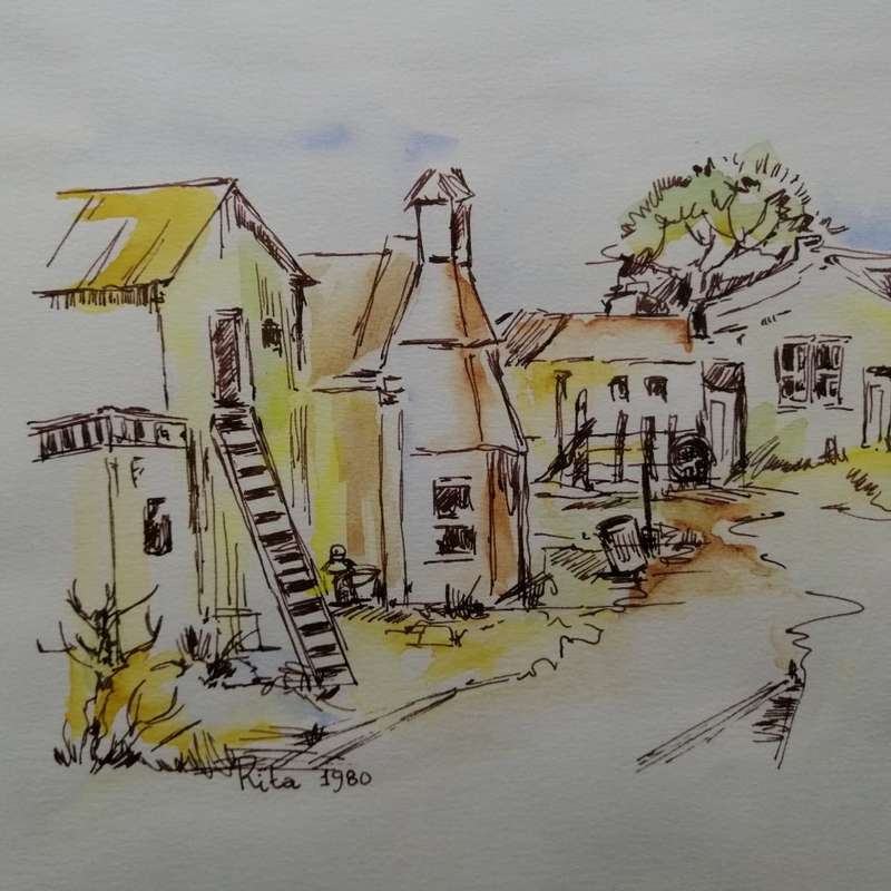 Framed and Signed 1980 Original Landscape Watercolor  (460mm x 360mm)