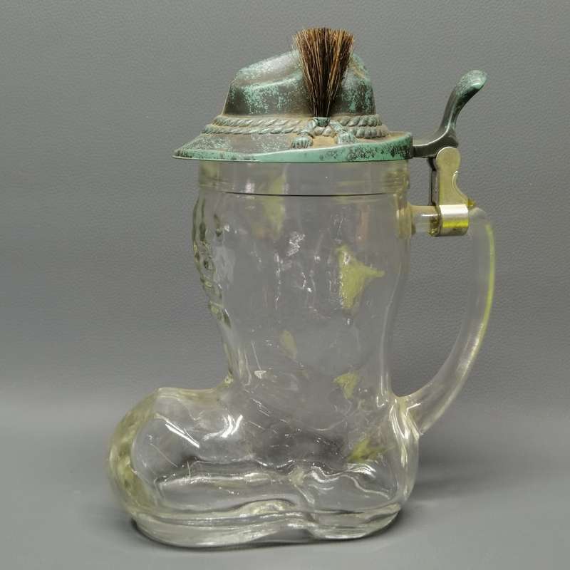Super Cool!!! Original German Glass and Metal Boot Tankard!!!