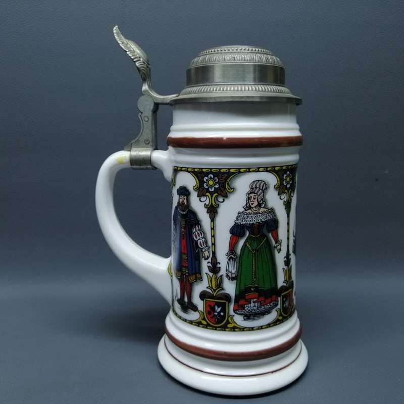 RARE!!!! Detailed Milk Glass German BMF Bierseidel Beer Stein!!!