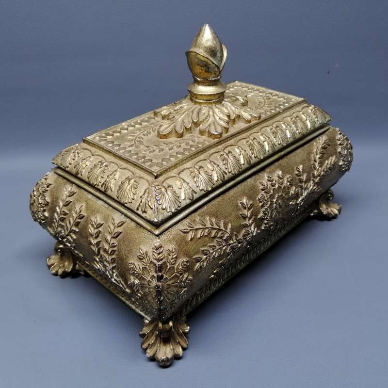 FANTASTIC!!!! Large Highly Detailed and Decorative Footed Gilt Jewelry Box!!!!