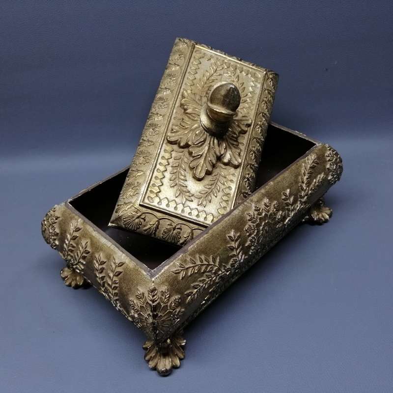FANTASTIC!!!! Large Highly Detailed and Decorative Footed Gilt Jewelry Box!!!!
