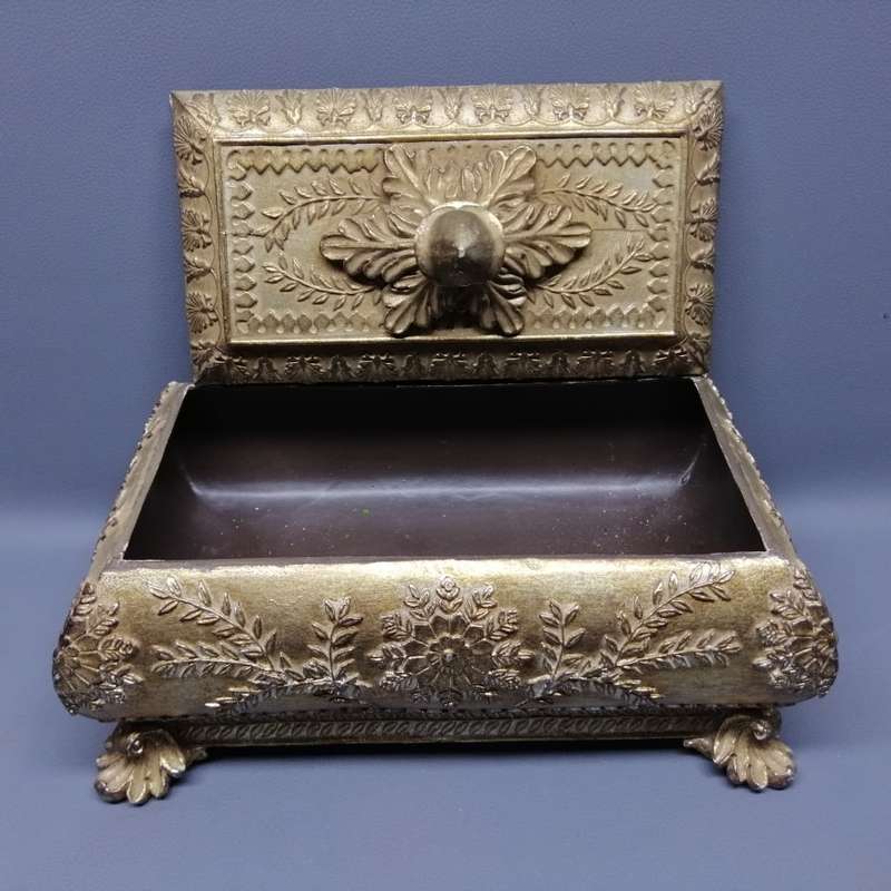 FANTASTIC!!!! Large Highly Detailed and Decorative Footed Gilt Jewelry Box!!!!