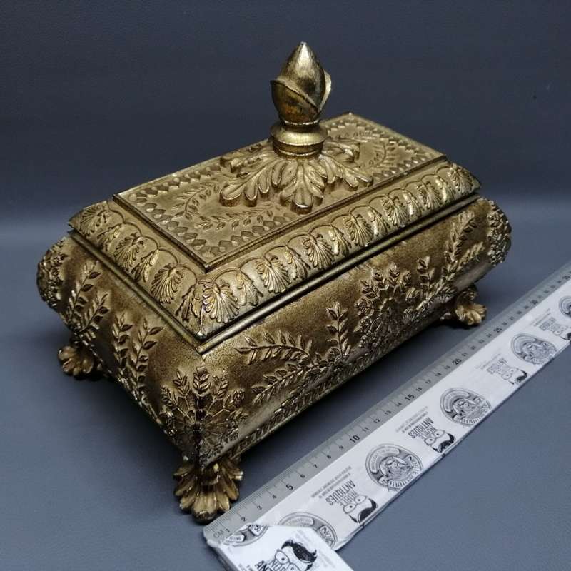 FANTASTIC!!!! Large Highly Detailed and Decorative Footed Gilt Jewelry Box!!!!