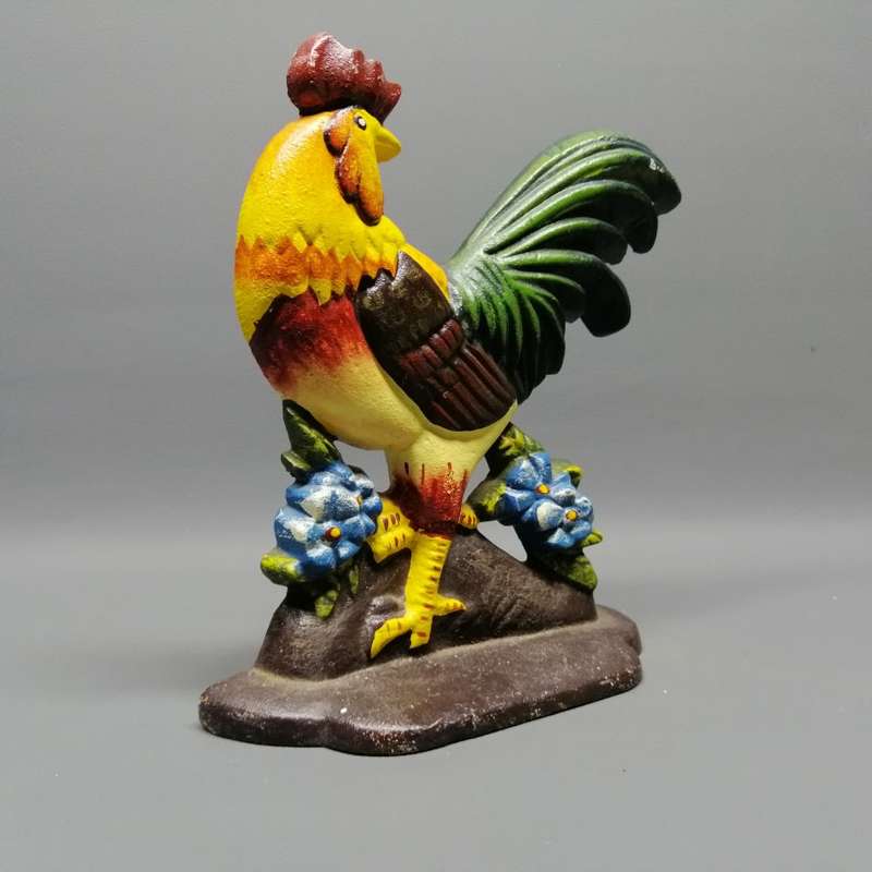 Large Original Hand Painted Cast Iron Cockerel Doorstop!!!