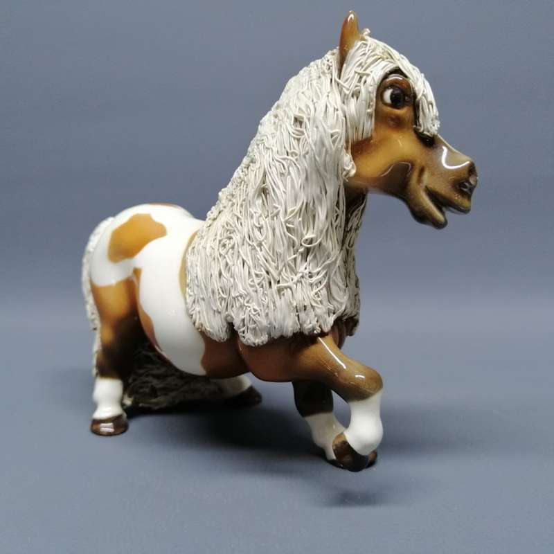 Original Hand Crafted Glazed Porcelain Long Hair Pony!!!