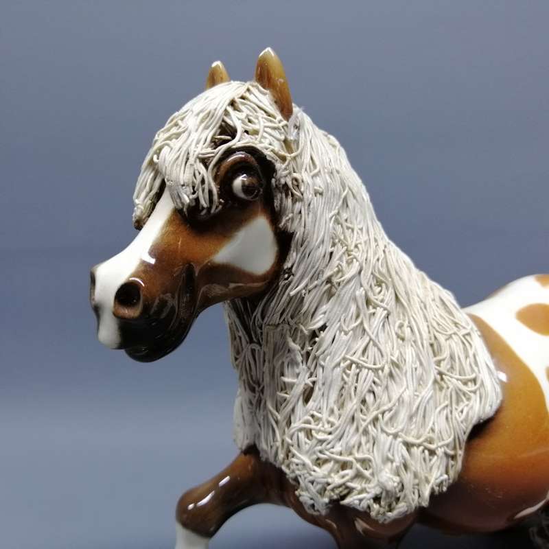 Original Hand Crafted Glazed Porcelain Long Hair Pony!!!