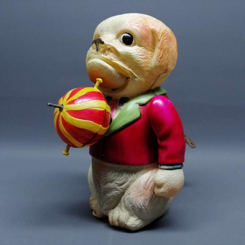 SUPER RARE!!! Original Vintage 1940's Japanese Celluloid Barking Bull Dog Wind Up Doll!!!
