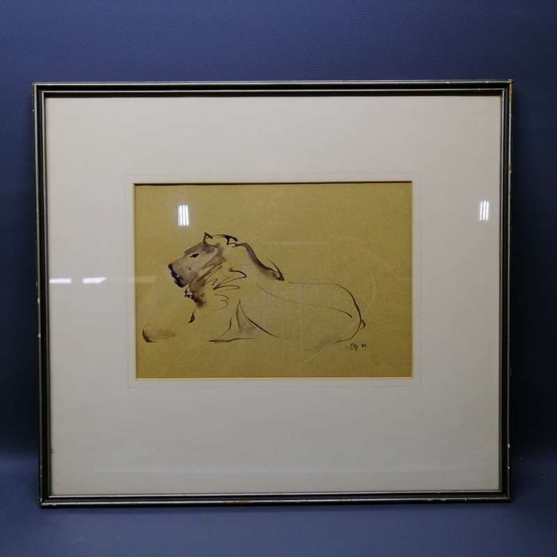Fantastic!!! Framed Original Zakkie Eloff Pen and Ink Drawing On Paper - Lion