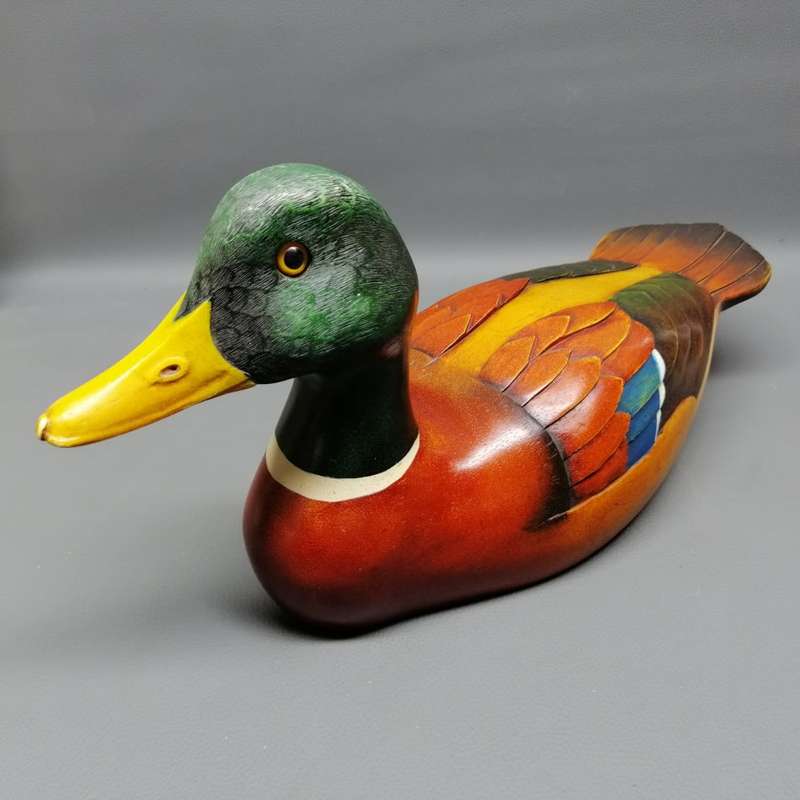Exquisite!!! Large Hand Painted and Carved Limited Edition Feathers Mallard Drake