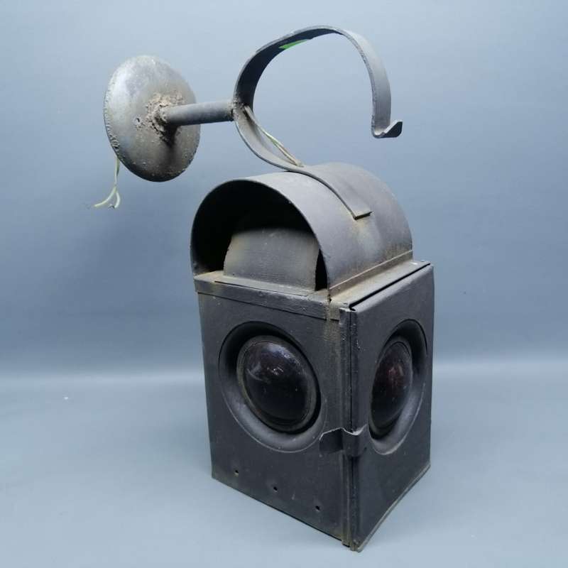 Rare!!! Large Metal and Glass Wall Mounted Railway Lamp!!!