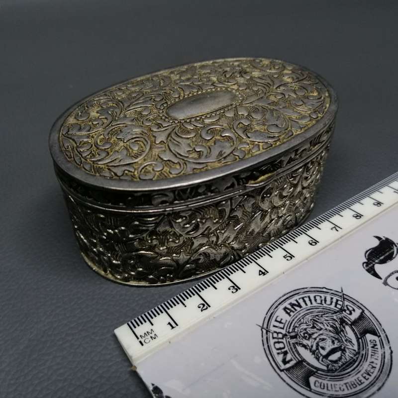 Small Silverplate Highly Decorative Pill or Keepsake Box!!!