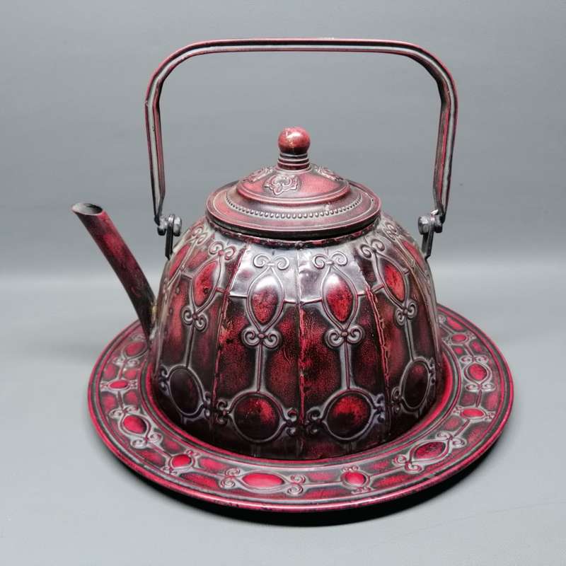 Fantastic!! Large Hammered Tin Display Teapot on Plate!!! 400mm!!!