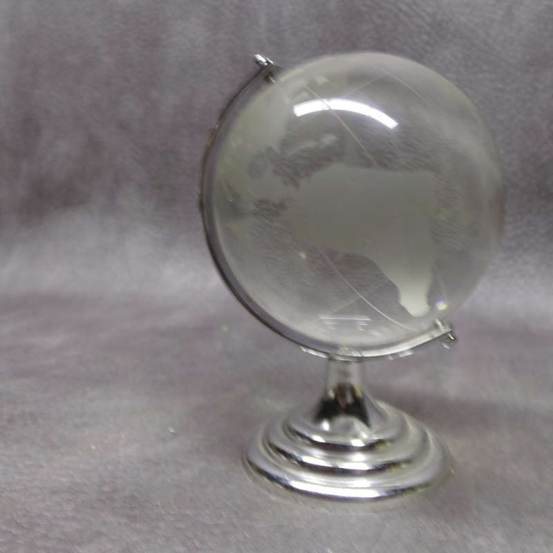 Glass Etched World Globe on Stand Paperweight!!!