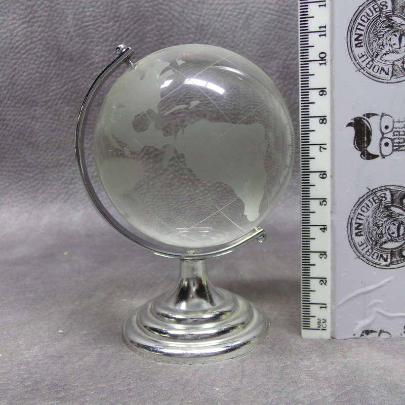 Glass Etched World Globe on Stand Paperweight!!!