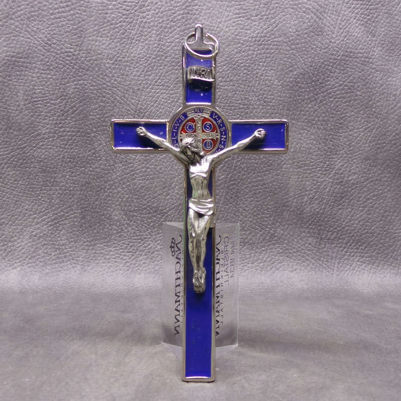 Exquisite!!! Large Silver Metal with Enamel Inlay Crucifix!!!