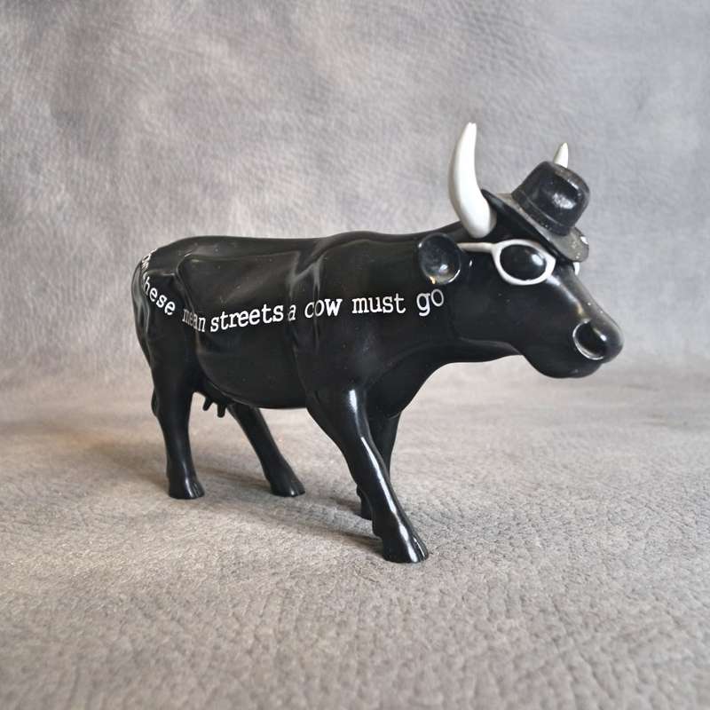 Super Cool!!! Original Cowparade Cow Noir Cow Figurine!!!