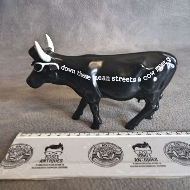 Super Cool!!! Original Cowparade Cow Noir Cow Figurine!!!