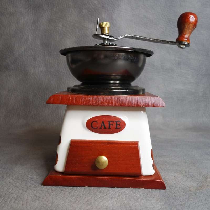 Super Cool!!! Wood and Porcelain Coffee Grinder!!! - Like New, Working!!!