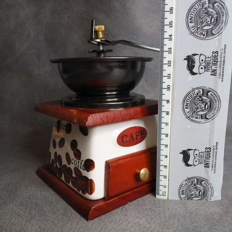 Super Cool!!! Wood and Porcelain Coffee Grinder!!! - Like New, Working!!!