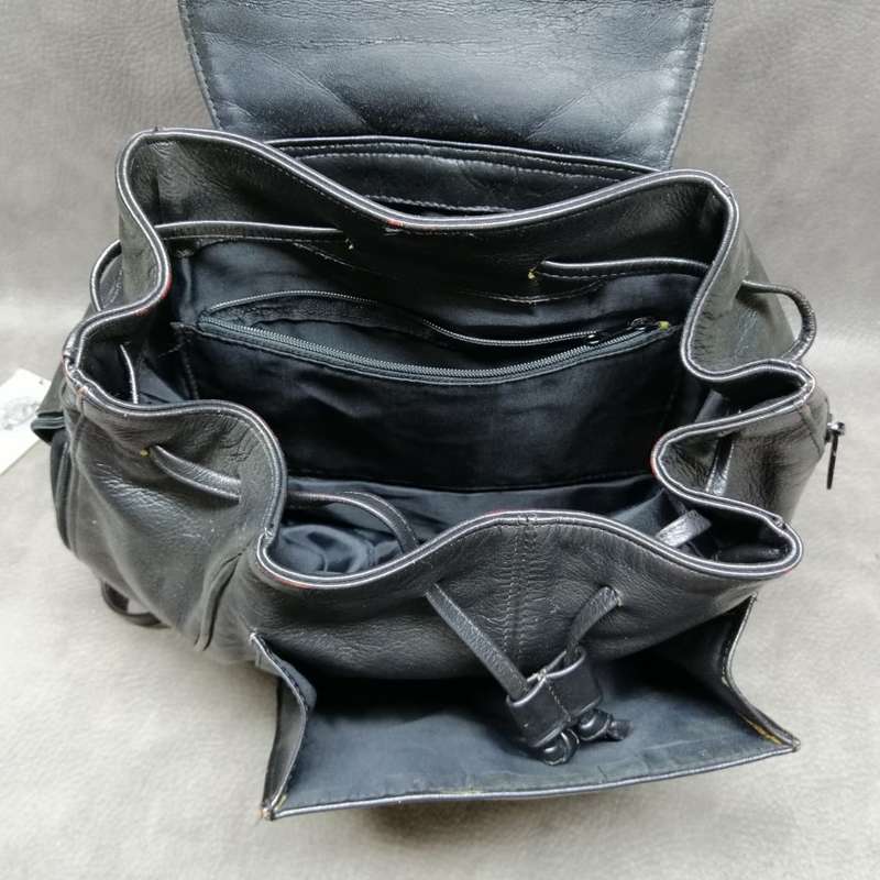 Super Cool!!! Vintage Genuine Leather Ladies Draw String Zipper Back Pack!!!