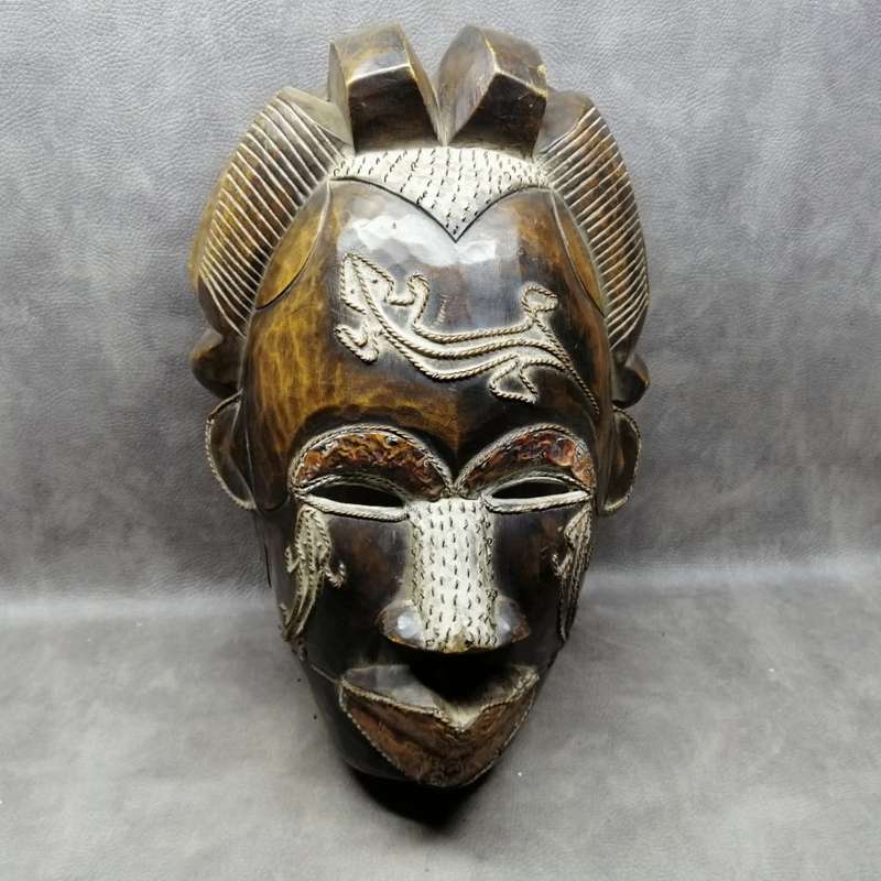 MASSIVE Solid Wood and Copper Hand Crafted African Mask!!! 500mm!!