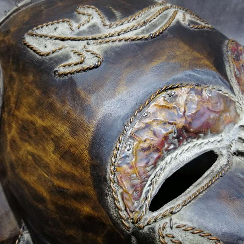 MASSIVE Solid Wood and Copper Hand Crafted African Mask!!! 500mm!!