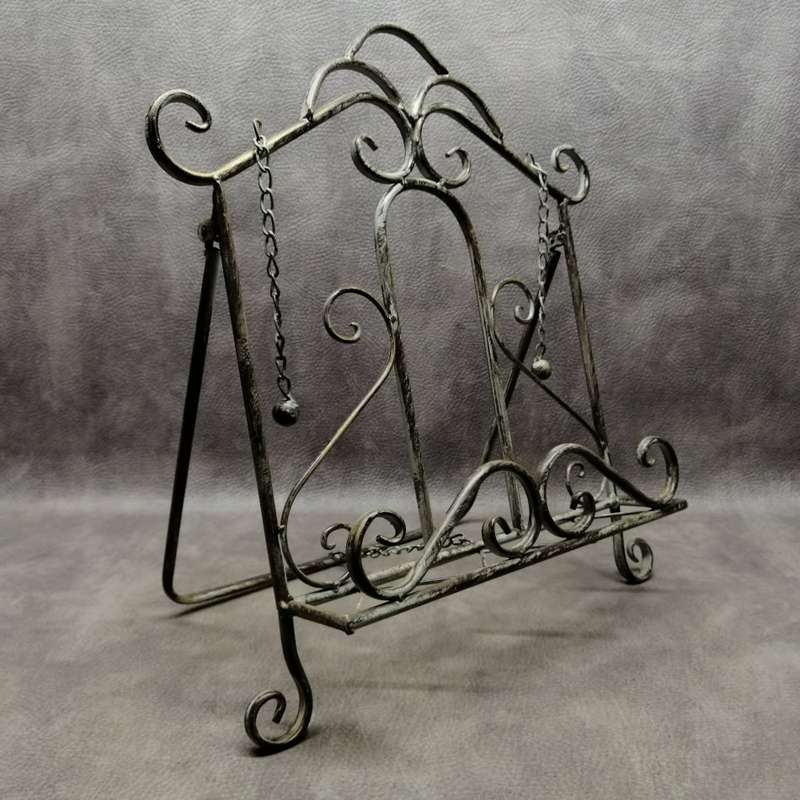 Vintage Look Foldable Wrought Iron Table Book Stand With Metal Placeholders!!!