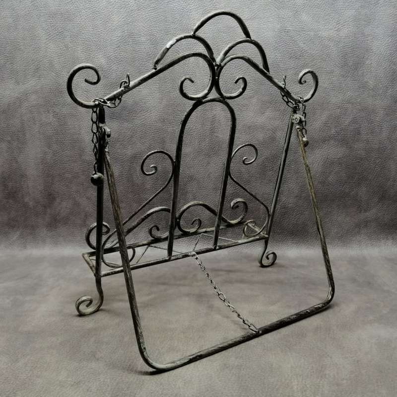 Vintage Look Foldable Wrought Iron Table Book Stand With Metal Placeholders!!!