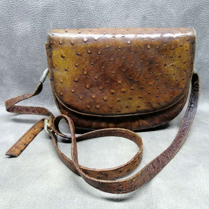 Original Vintage Genuine Ostrich Leather Shoulder Bag!!!