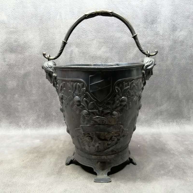 Extremely Rare!!! Large Cast Pewter and Bronze/brass Handle Adam and Eve Bucket!!!