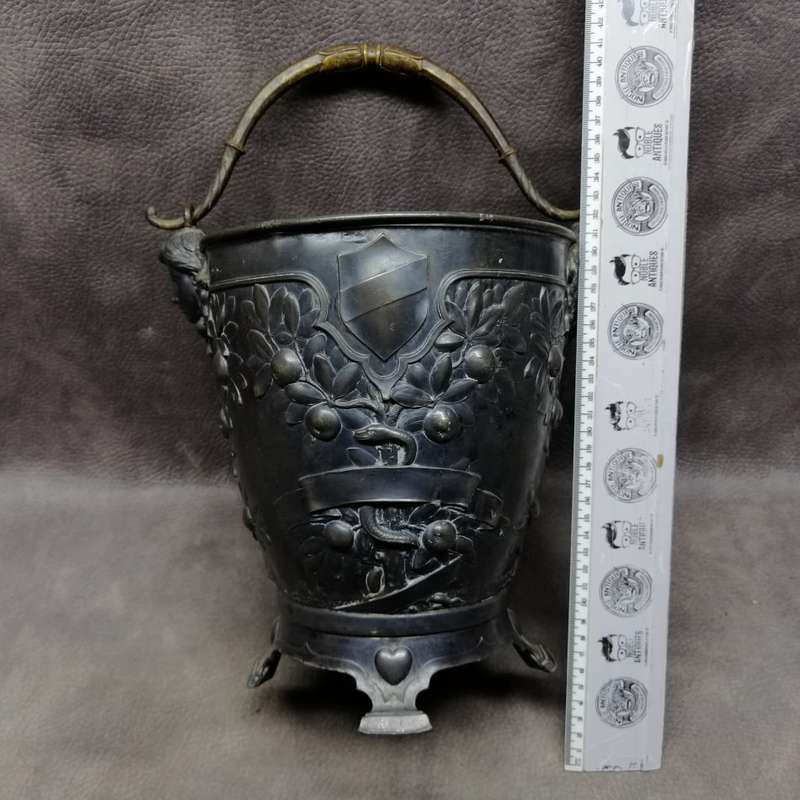 Extremely Rare!!! Large Cast Pewter and Bronze/brass Handle Adam and Eve Bucket!!!