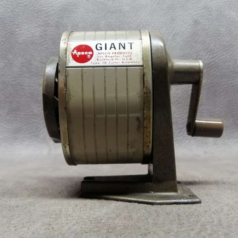 Original Vintage Cast Metal Base Giant Apsco Pencil Sharpener!!! Working!!!