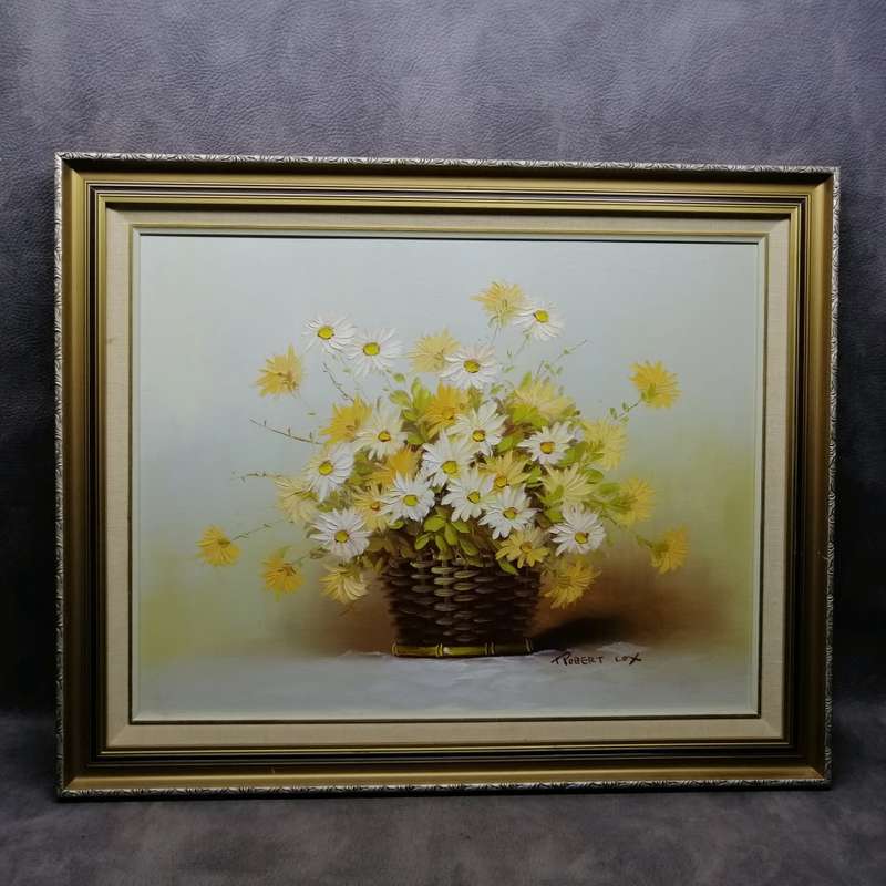 Fantastic!!! Original Still Life Flowers Oil On Board By Robert Cox!!! 750mm x 600mm