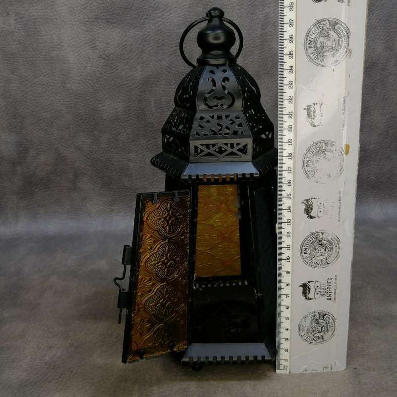 Pressed Metal and Colored Glass Moroccan Styled Lantern!!!