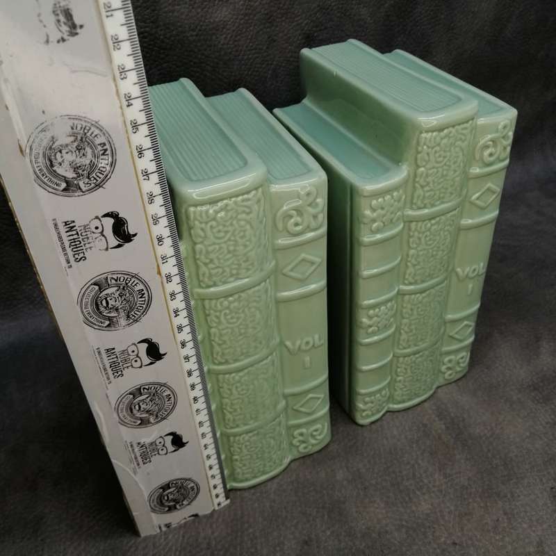 Two Large Glazed Porcelain Book Themed Book Ends!!! Perfect Condition!!